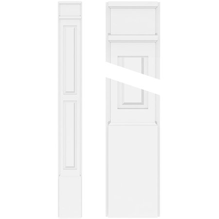 EKENA MILLWORK Two Equal Raised Panel PVC Pilaster w/Decorative Capital & Base, 7"W x 90"H x 2"P PILP07X090DRP02-2